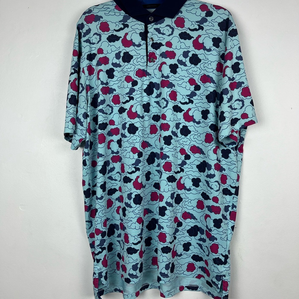 GREYSON XL Japanese Inspired Art Clouds XL Golf Polo